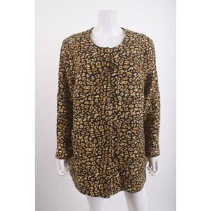 Who What Wear Womens Blazer Jacket 2X Plus Size Black Brown Animal Print